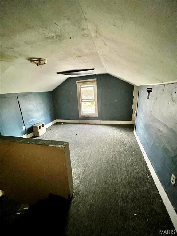 209 Mcgill St, Jerseyville, IL 62052 - bonus room featuring lofted ceiling, baseboards, and carpet flooring
