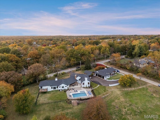 1824 Topping Rd, Saint Louis, MO 63131 - aerial overview of property's location featuring a heavily wooded area and a pool area
