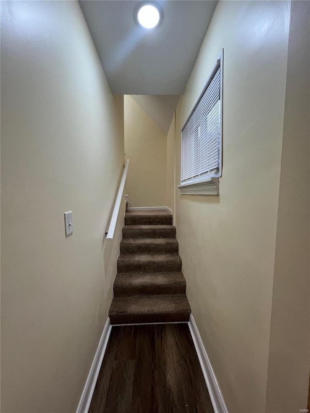 7100 Lexington Ave, Saint Louis, MO 63121 - staircase with wood finished floors and baseboards