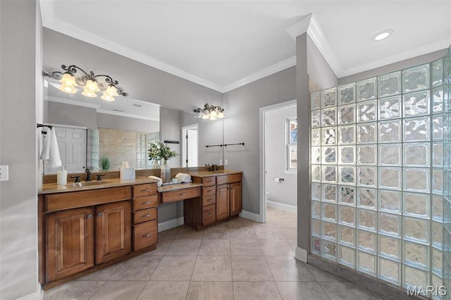244 US Dr, Wentzville, MO 63385 - full bathroom with crown molding, baseboards, tile patterned floors, vanity, and toilet