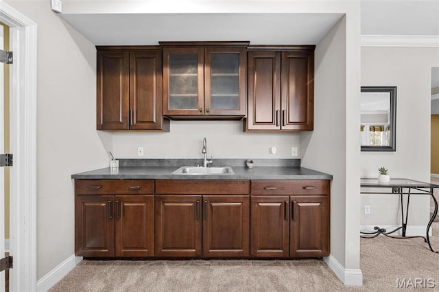 244 US Dr, Wentzville, MO 63385 - bar area with a sink, light colored carpet, and baseboards
