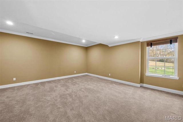 244 US Dr, Wentzville, MO 63385 - spare room with ornamental molding, baseboards, recessed lighting, and light colored carpet