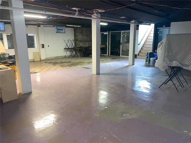 6817 Gravois Ave, Saint Louis, MO 63116 - unfinished basement featuring tile patterned floors and stairway