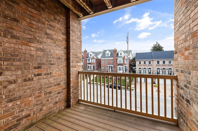 deck with a residential view