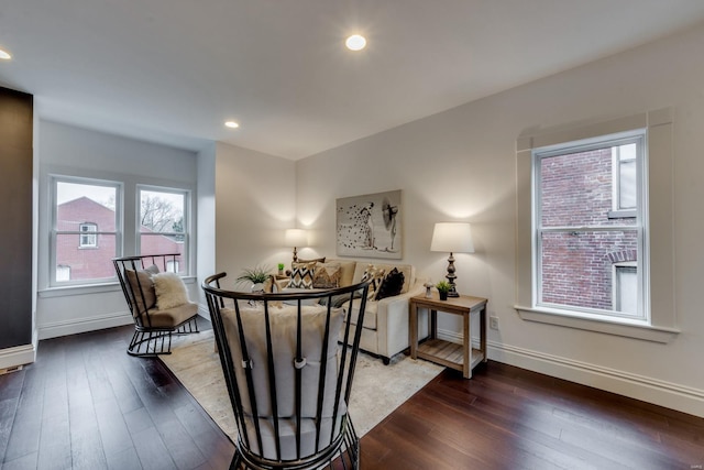 1029 Lami, Saint Louis, MO 63104 - living area with dark wood finished floors, healthy amount of natural light, baseboards, and recessed lighting