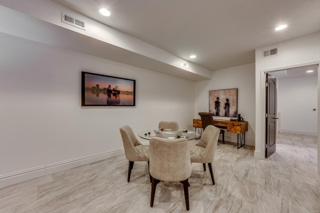 1029 Lami, Saint Louis, MO 63104 - dining area featuring recessed lighting, baseboards, and light marble finish floors