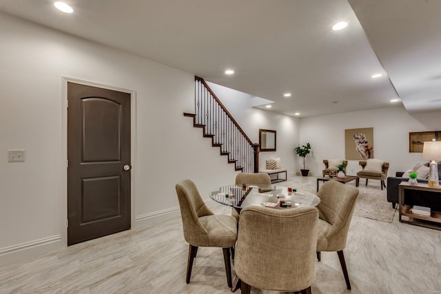 1029 Lami, Saint Louis, MO 63104 - dining room with stairway, baseboards, and recessed lighting