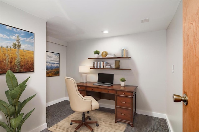 601 E Jefferson St, Ofallon, IL 62269 - home office with baseboards, recessed lighting, and wood finished floors