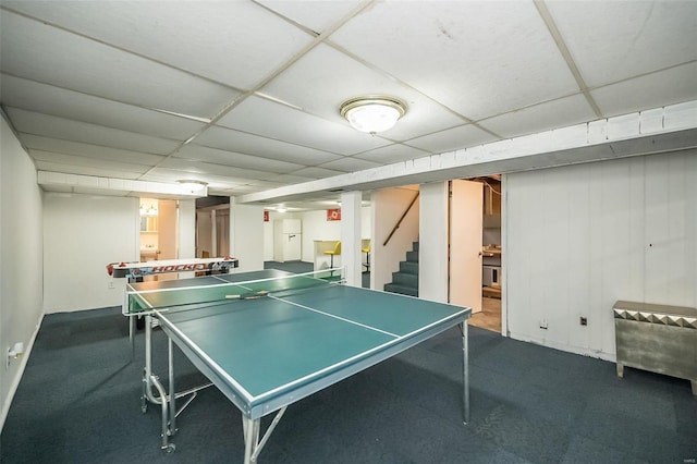 10144 Dellridge Ln, Saint Louis, MO 63136 - rec room with a drop ceiling and carpet flooring