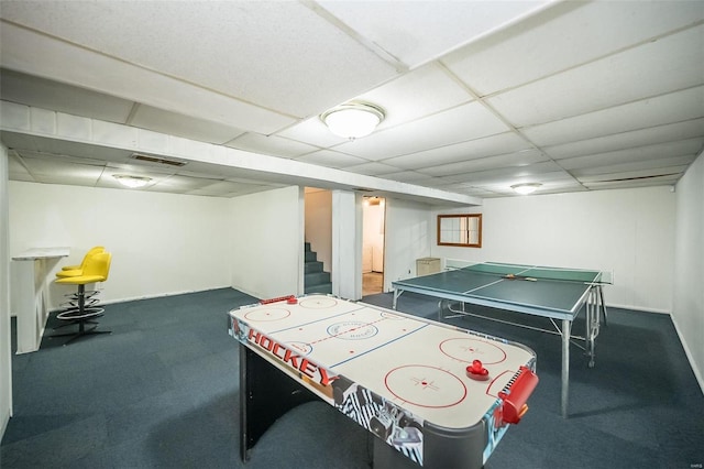 10144 Dellridge Ln, Saint Louis, MO 63136 - rec room with carpet floors and a paneled ceiling