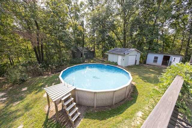 364 N 7th Ln, Fillmore, IL 62032 - swimming pool featuring an outbuilding, a yard, and a shed