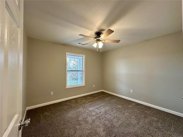 16 N Herren Ave, Ellsinore, MO 63937 - unfurnished room featuring dark colored carpet, a ceiling fan, and baseboards