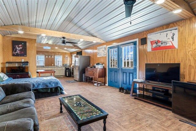 10751 State Route F, Farmington, MO 63640 - living room with ceiling fan and wooden walls