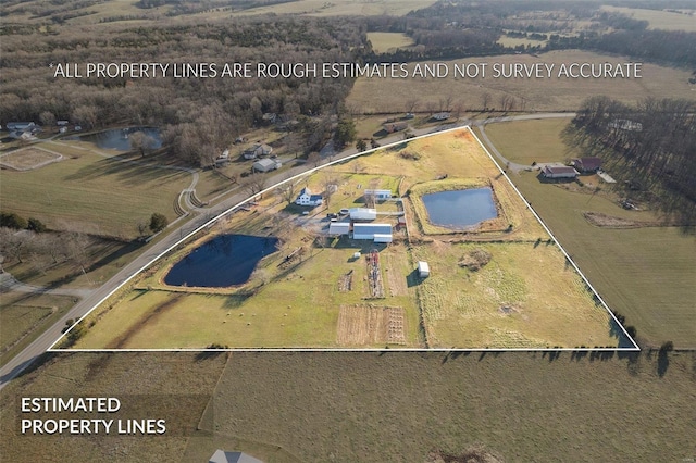 10751 State Route F, Farmington, MO 63640 - aerial view of sparsely populated area with property boundaries highlighted and a large body of water