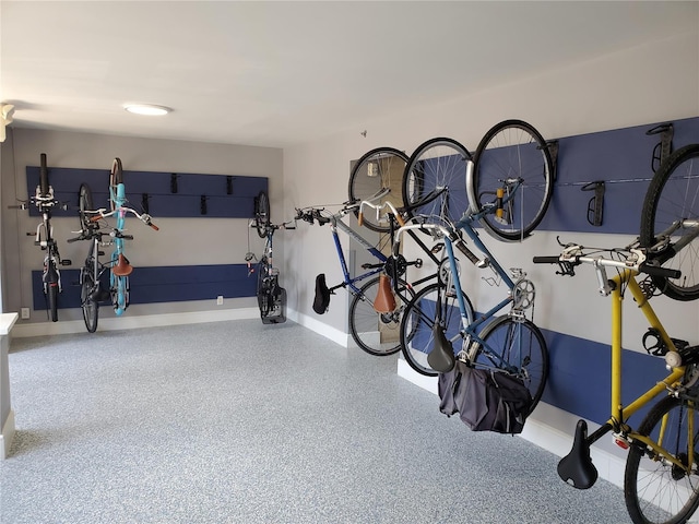 garage with baseboards
