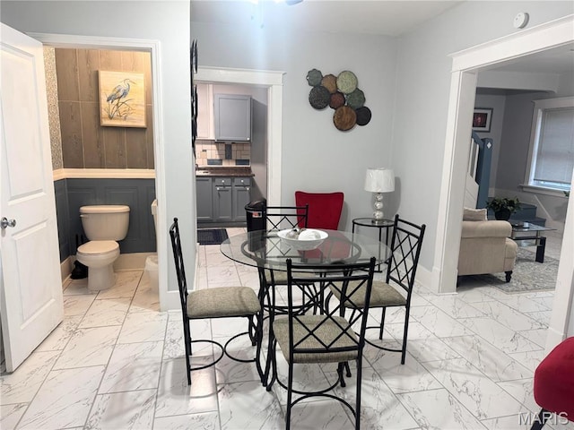 3511 Oakdale Ave, Saint Louis, MO 63121 - dining space featuring light marble finish floors