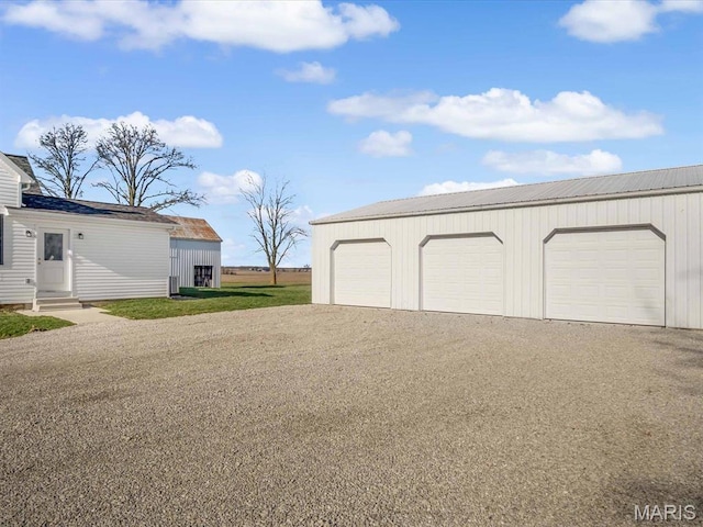 view of detached garage