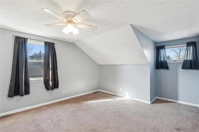 219 Cypress St, Park Hills, MO 63601 - additional living space featuring carpet flooring, baseboards, lofted ceiling, and ceiling fan