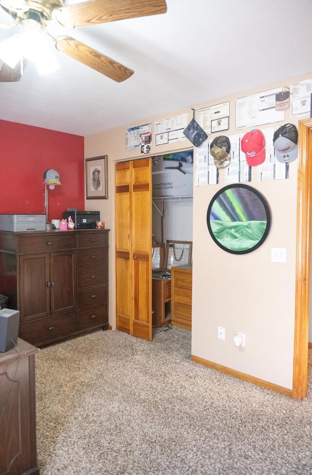 12332 Triple E Ln, Berger, MO 63014 - bedroom with carpet floors, baseboards, a ceiling fan, and a closet