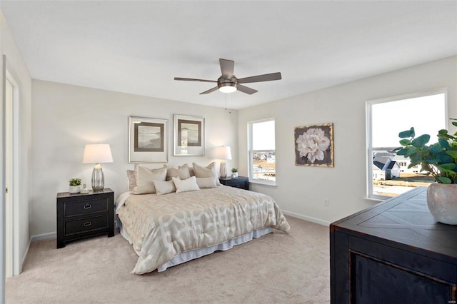 1035 Red Fox Dr, Eureka, MO 63025 - bedroom featuring light carpet, baseboards, and ceiling fan