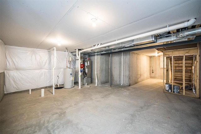 unfinished below grade area with water heater