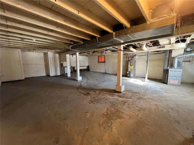 6514 Julian Ave, Saint Louis, MO 63133 - unfinished basement with water heater and heating unit