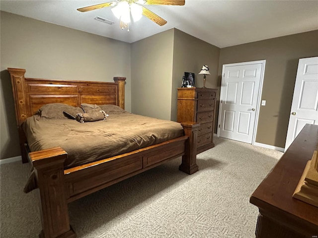 121 Stull Dr, Benton, MO 63736 - bedroom with light colored carpet, baseboards, and ceiling fan
