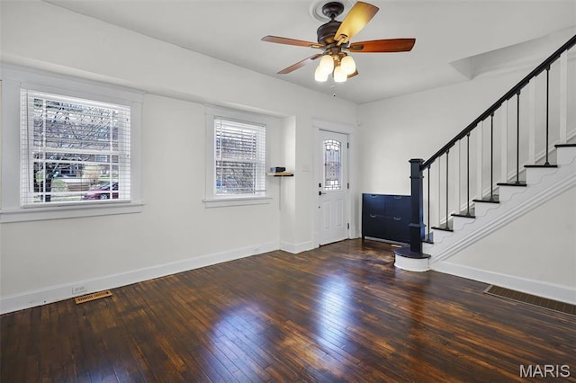 2326 Bellevue Ave, Saint Louis, MO 63143 - foyer with stairway, hardwood / wood-style flooring, and baseboards