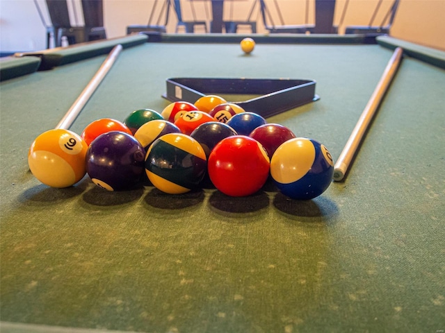 detailed view of pool table