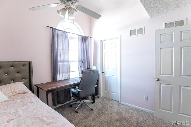 10415 Summerfield Dr, Rolla, MO 65401 - bedroom with carpet flooring, a desk, and a ceiling fan