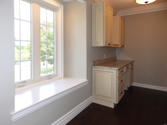 267 Saint Andrews Dr, Saint Albans, MO 63073 - corridor with baseboards, ornamental molding, and dark wood-style flooring