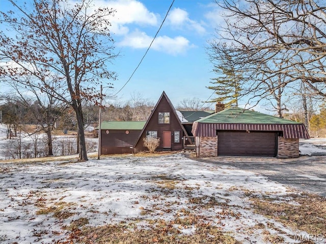3553 Evergreen Dr, Catawissa, MO 63015 - a-frame home with a chimney and brick siding