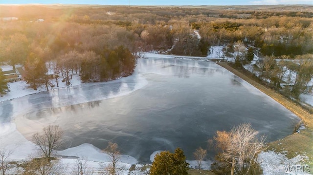 3553 Evergreen Dr, Catawissa, MO 63015 - snowy aerial view with a view of trees