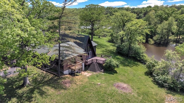 3553 Evergreen Dr, Catawissa, MO 63015 - view from above of property featuring a forest and a nearby body of water