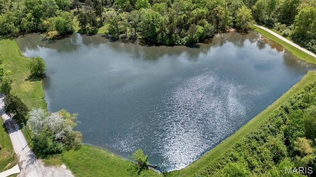 3553 Evergreen Dr, Catawissa, MO 63015 - aerial view of property and surrounding area with a large body of water and a heavily wooded area