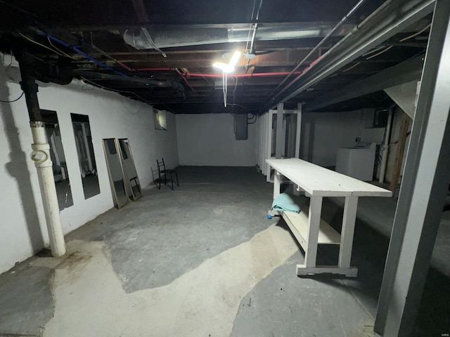 5741 Floy Ave, Saint Louis, MO 63136 - unfinished basement featuring washer / clothes dryer and electric panel