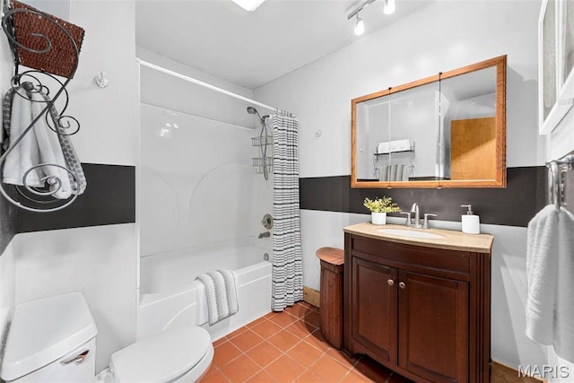 17102 Deer Mountain Rd, Marthasville, MO 63357 - full bath featuring toilet, shower / bath combo, tile patterned floors, and vanity