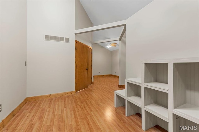 17102 Deer Mountain Rd, Marthasville, MO 63357 - hall featuring wood finished floors, baseboards, and vaulted ceiling