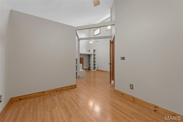 17102 Deer Mountain Rd, Marthasville, MO 63357 - spare room featuring ceiling fan, baseboards, and light wood-style floors