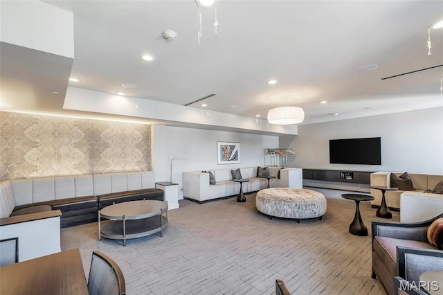 200 S Brentwood Unit 12F, Saint Louis, MO 63105 - building lobby featuring recessed lighting and wallpapered walls