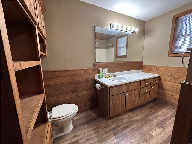 4117 State Highway 21, Grandin, MO 63943 - full bath with wainscoting, wood finished floors, toilet, vanity, and wood walls