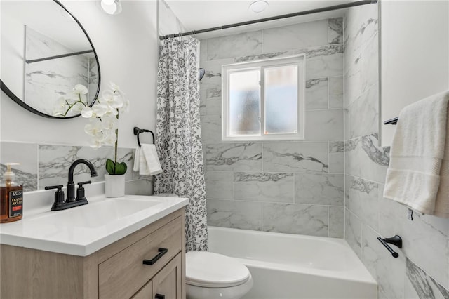 11567 Joslyn Ct, Saint Louis, MO 63138 - bathroom featuring shower / bath combo with shower curtain, toilet, and vanity