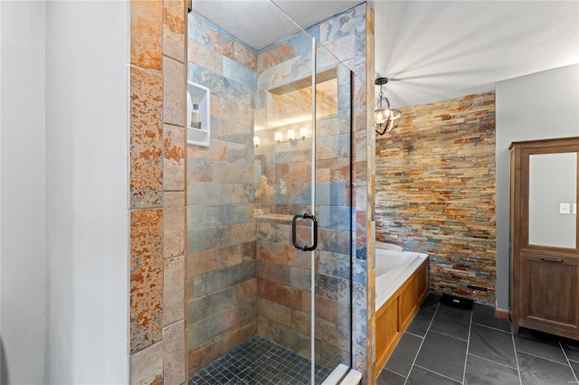 bathroom featuring a shower stall and tile patterned floors