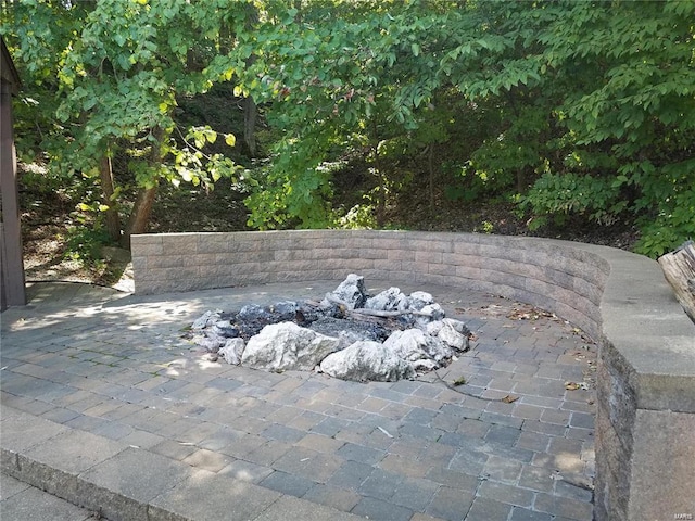exterior view of a fire pit