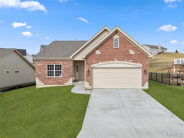 2995 Halls Green Dr, Washington, MO 63090 - traditional-style house with brick siding, driveway, a shingled roof, and an attached garage