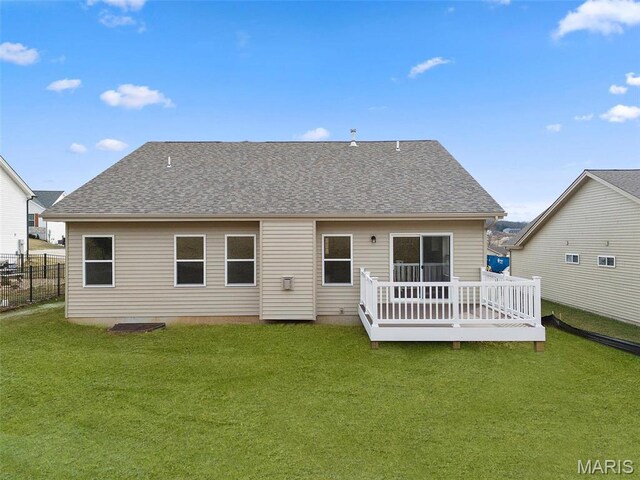 2995 Halls Green Dr, Washington, MO 63090 - rear view of property featuring a wooden deck and roof with shingles