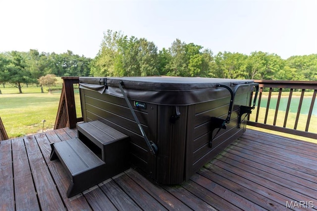 13112 Heritage Ln, Pocahontas, IL 62275 - deck featuring a hot tub and a yard