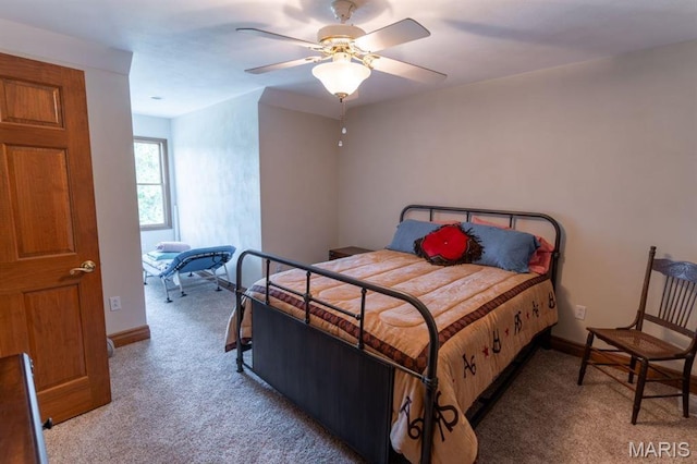13112 Heritage Ln, Pocahontas, IL 62275 - bedroom featuring light colored carpet, baseboards, and a ceiling fan
