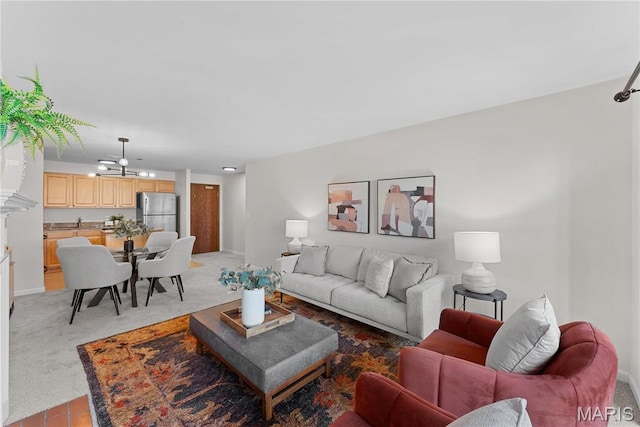 950 E Rue De La Banque Unit 110, Creve Coeur, MO 63141 - living area featuring light colored carpet and baseboards