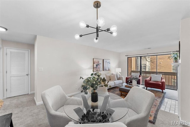 950 E Rue De La Banque Unit 110, Creve Coeur, MO 63141 - carpeted living area featuring a chandelier and baseboards